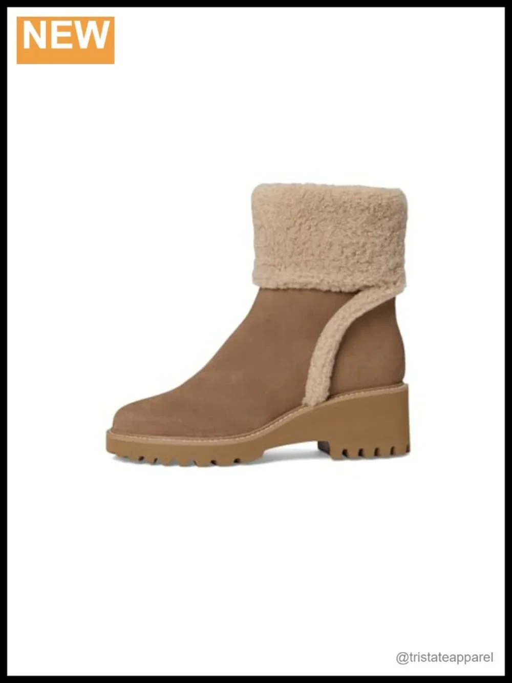 Suede Ankle Bootie Block Heel Pull-On Fleece Lined Waterproof